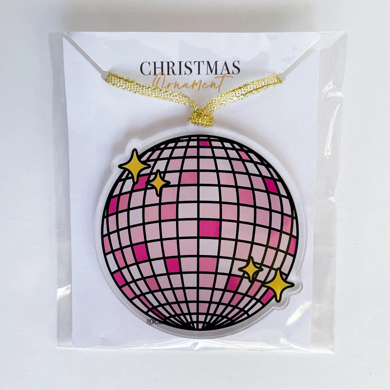 Pink Disco Ball Acrylic Christmas Ornament 