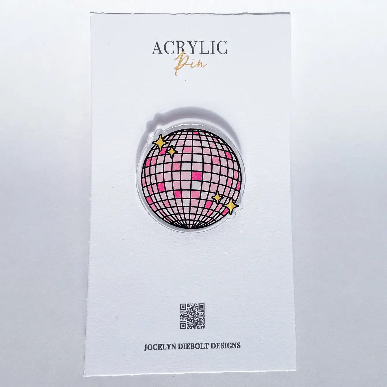 Pink Disco Ball Acrylic Pin