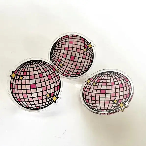 Pink Disco Ball Acrylic Pin