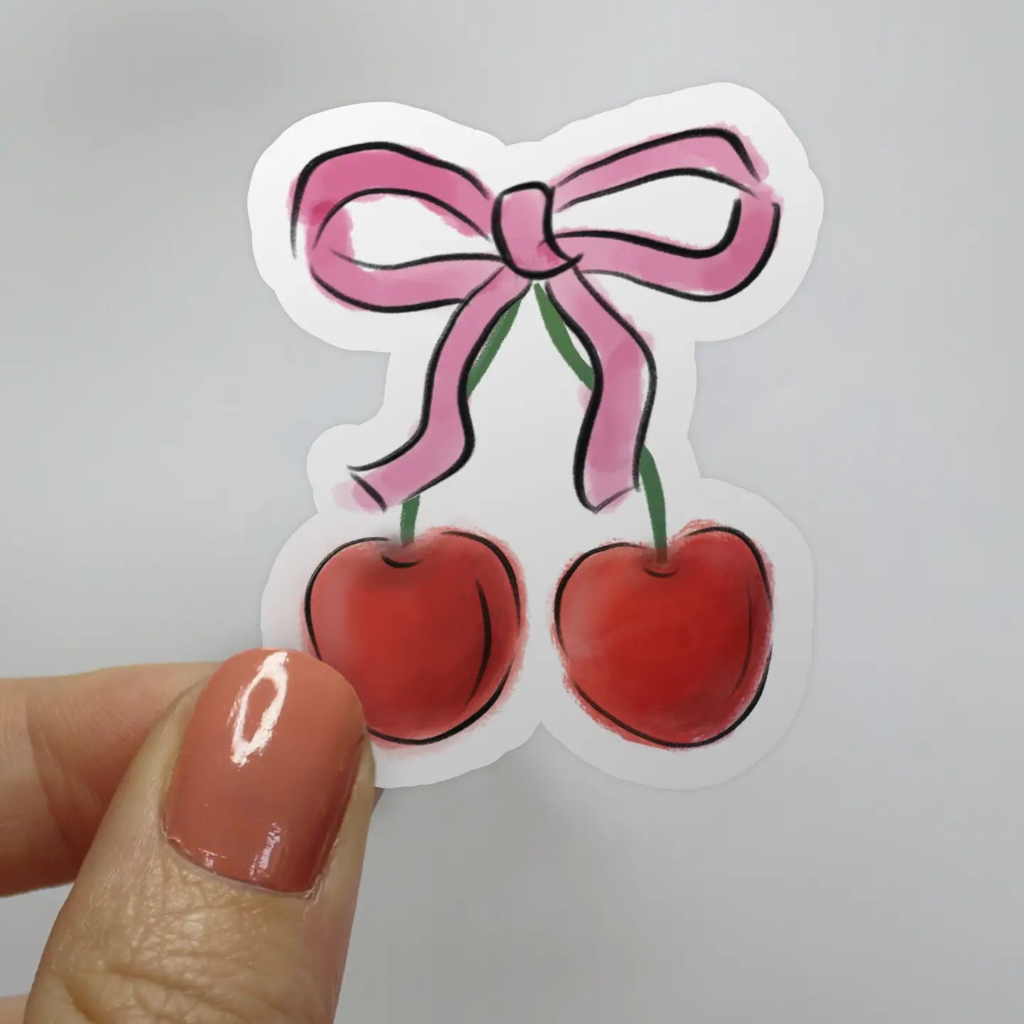 Cherries with Bow Sticker