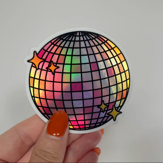 Holographic Pink Disco Ball Sticker