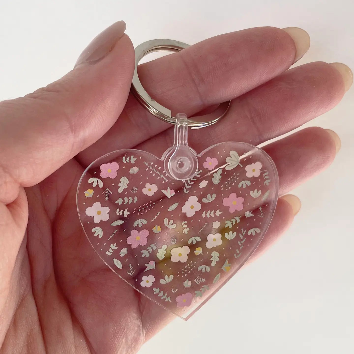 Floral Heart Acrylic Keychain