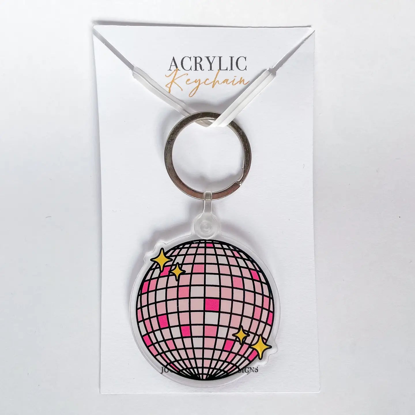 Pink Disco Ball Acrylic Keychain