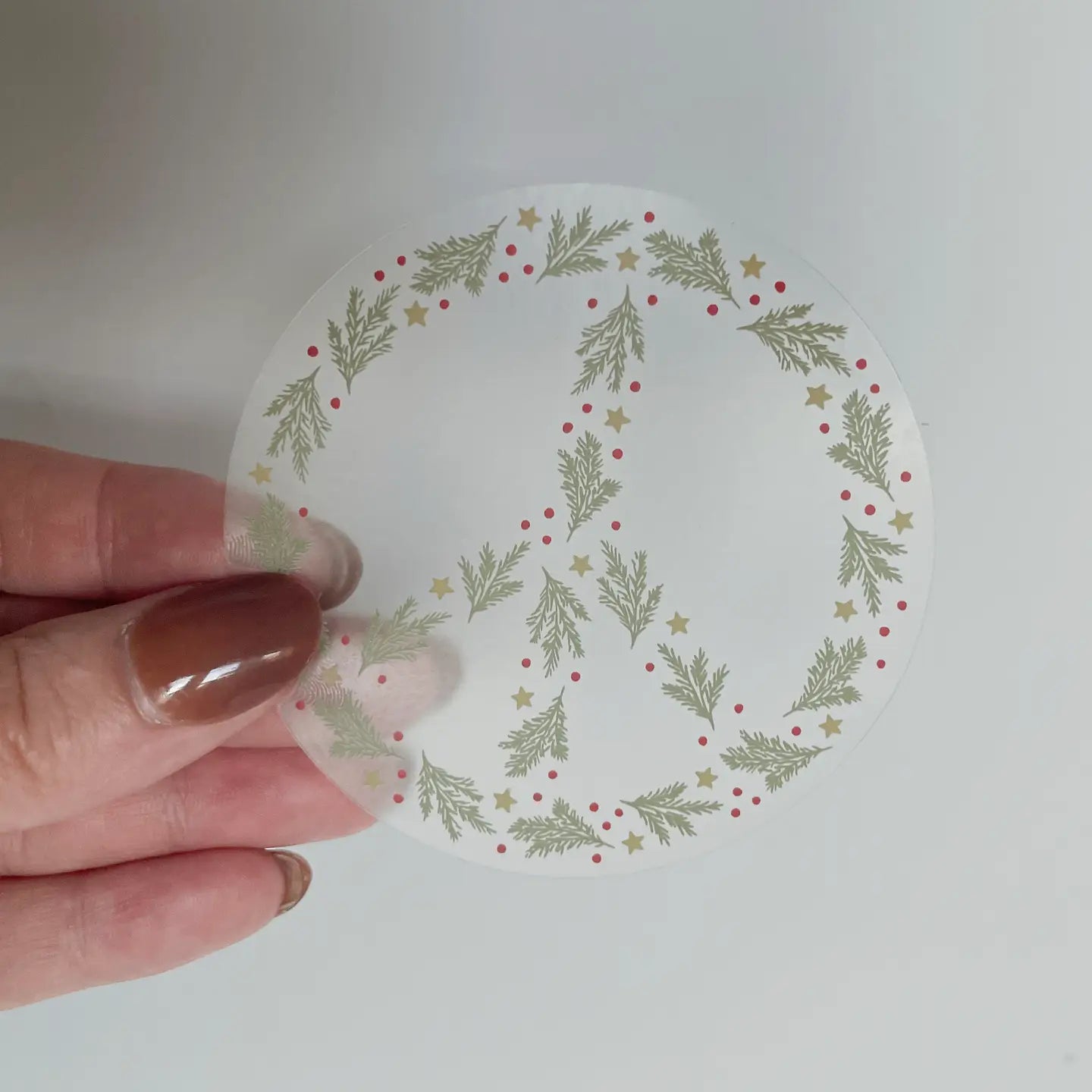 Clear Wreath Peace Sign Sticker