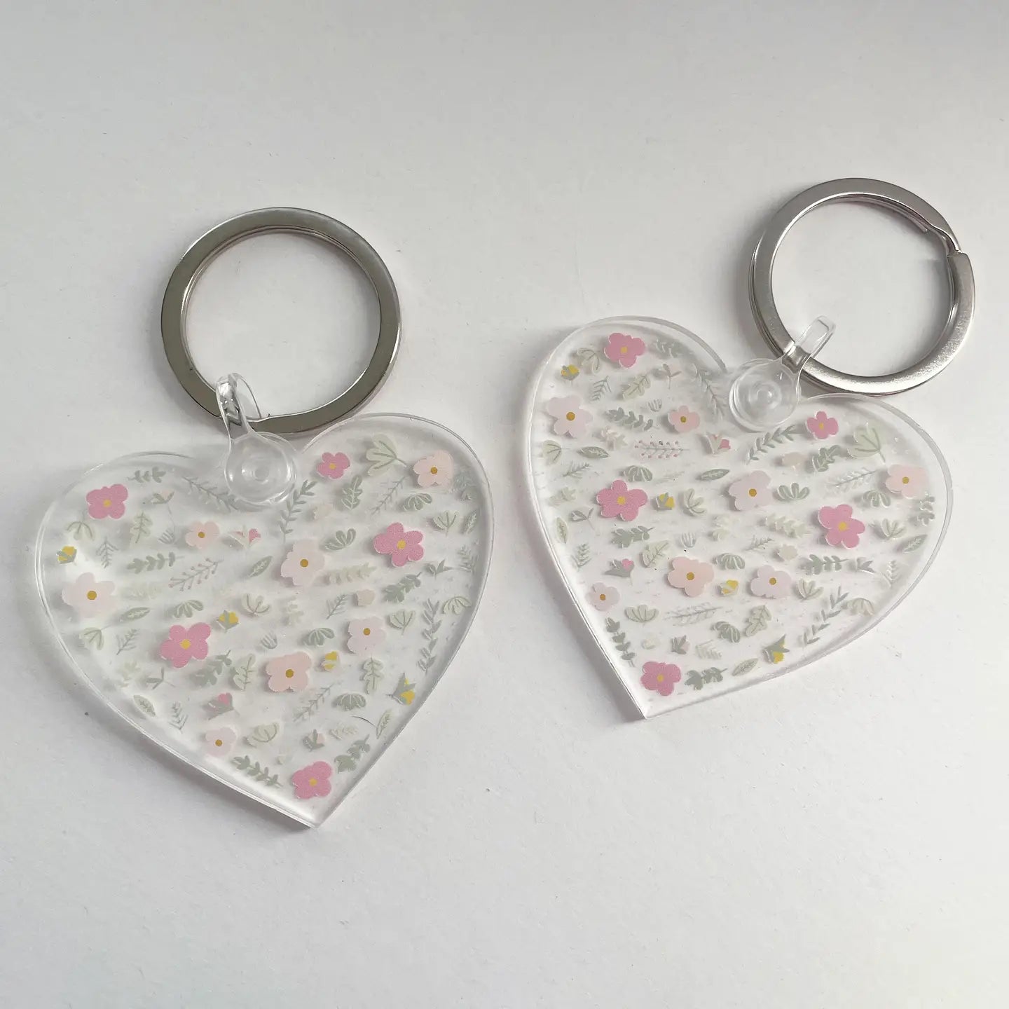 Floral Heart Acrylic Keychain