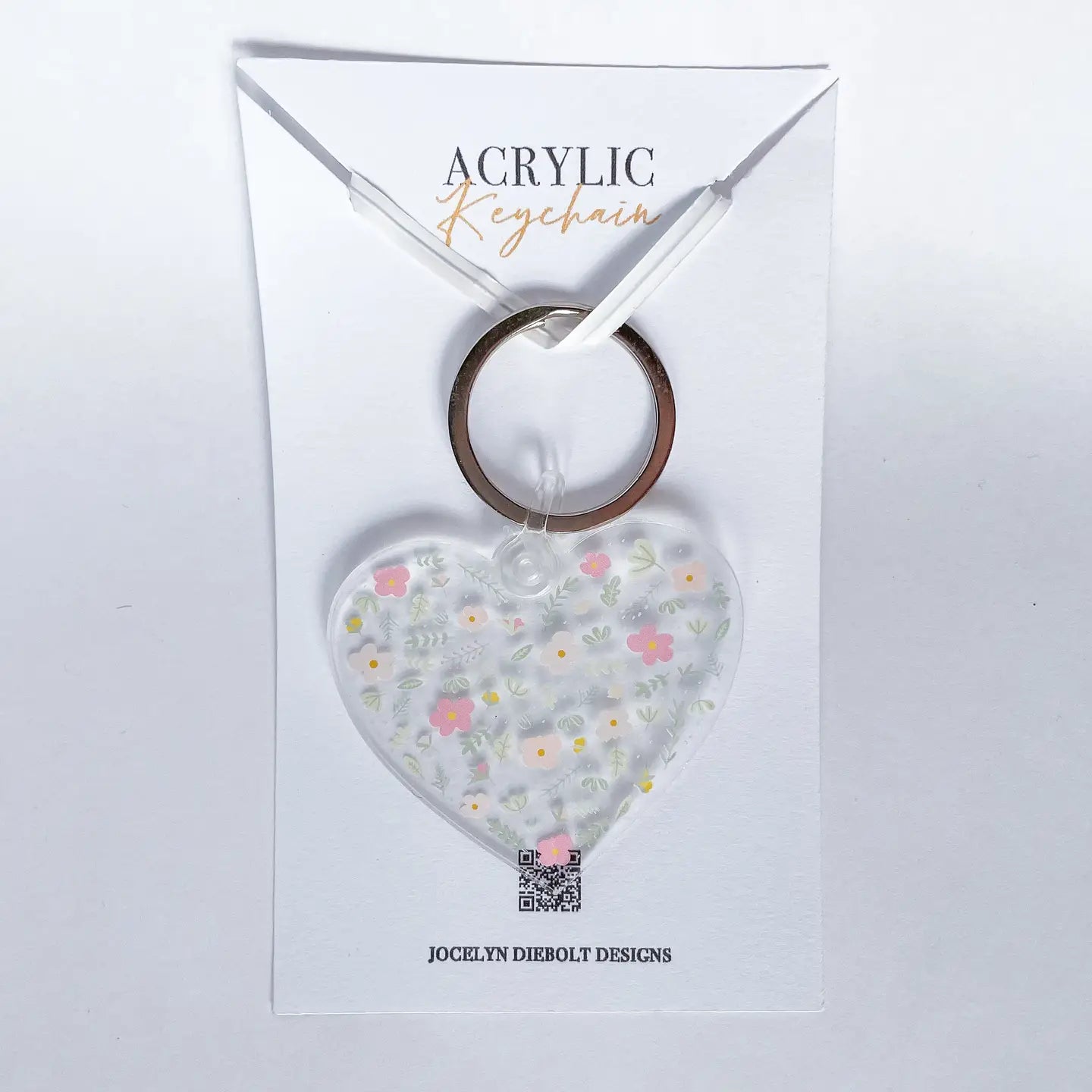 Floral Heart Acrylic Keychain