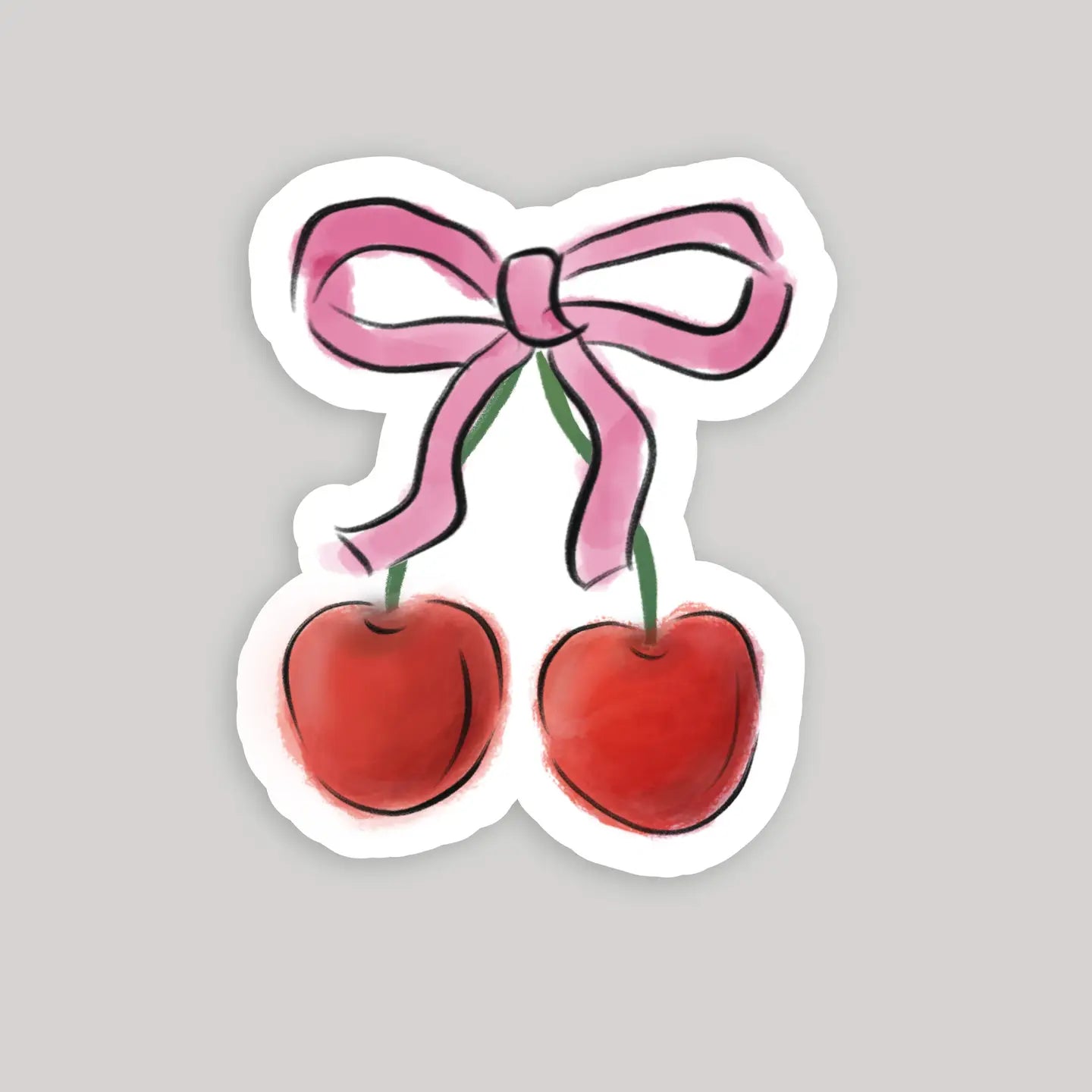 Cherries with Bow Sticker