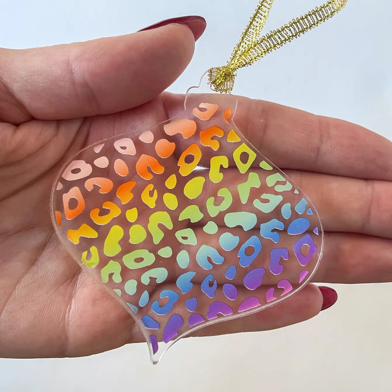 Rainbow Animal Print Acrylic Christmas Ornament