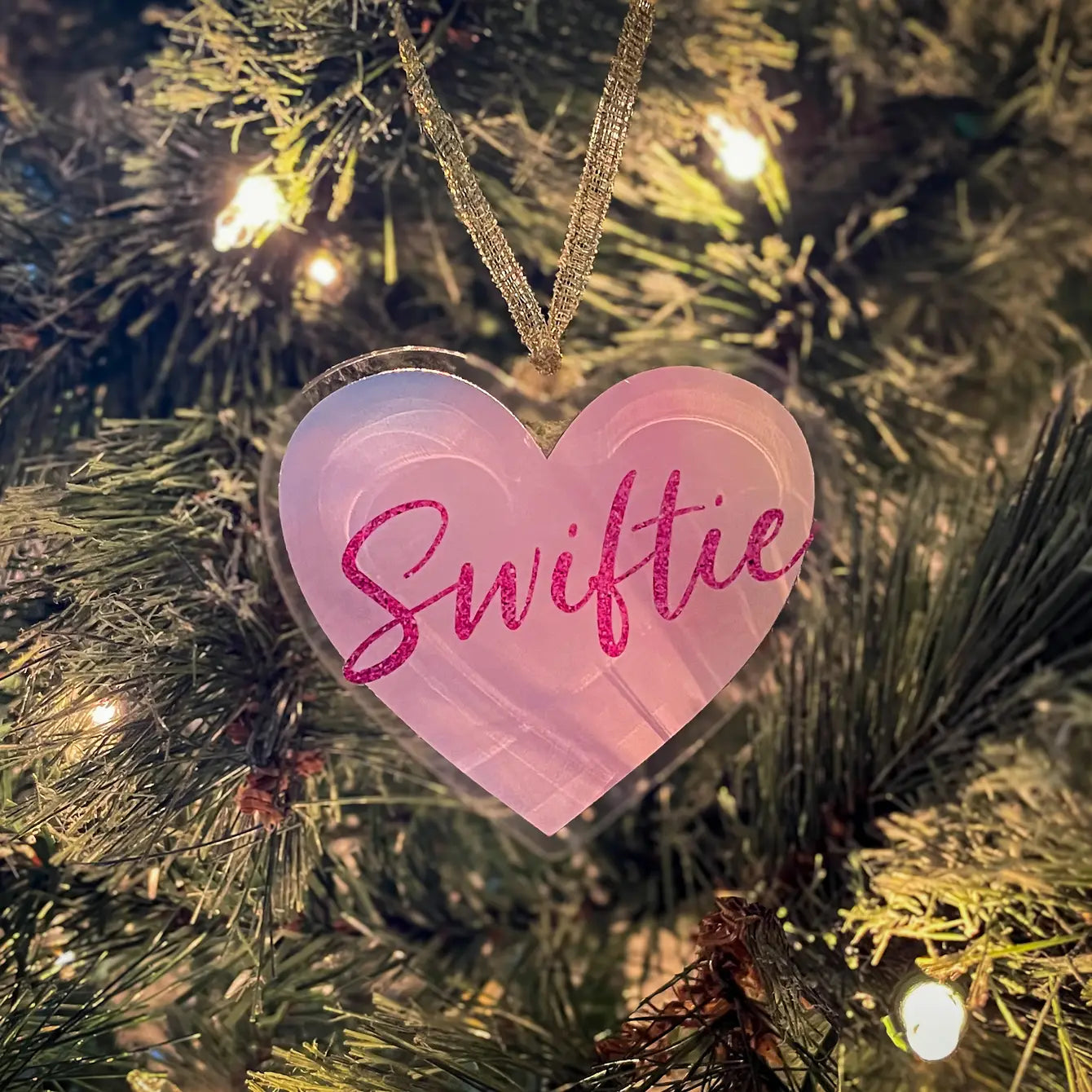 Swiftie Lover Heart Taylor Swift Acrylic Christmas Ornament