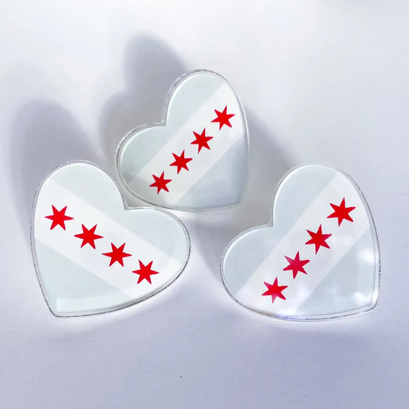 Chicago Flag Heart Acrylic Pin