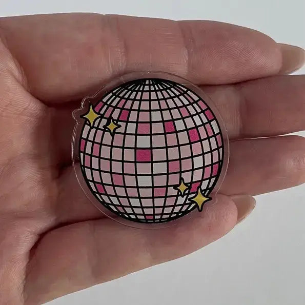 Pink Disco Ball Acrylic Pin