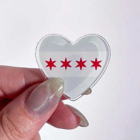 Chicago Flag Heart Acrylic Pin