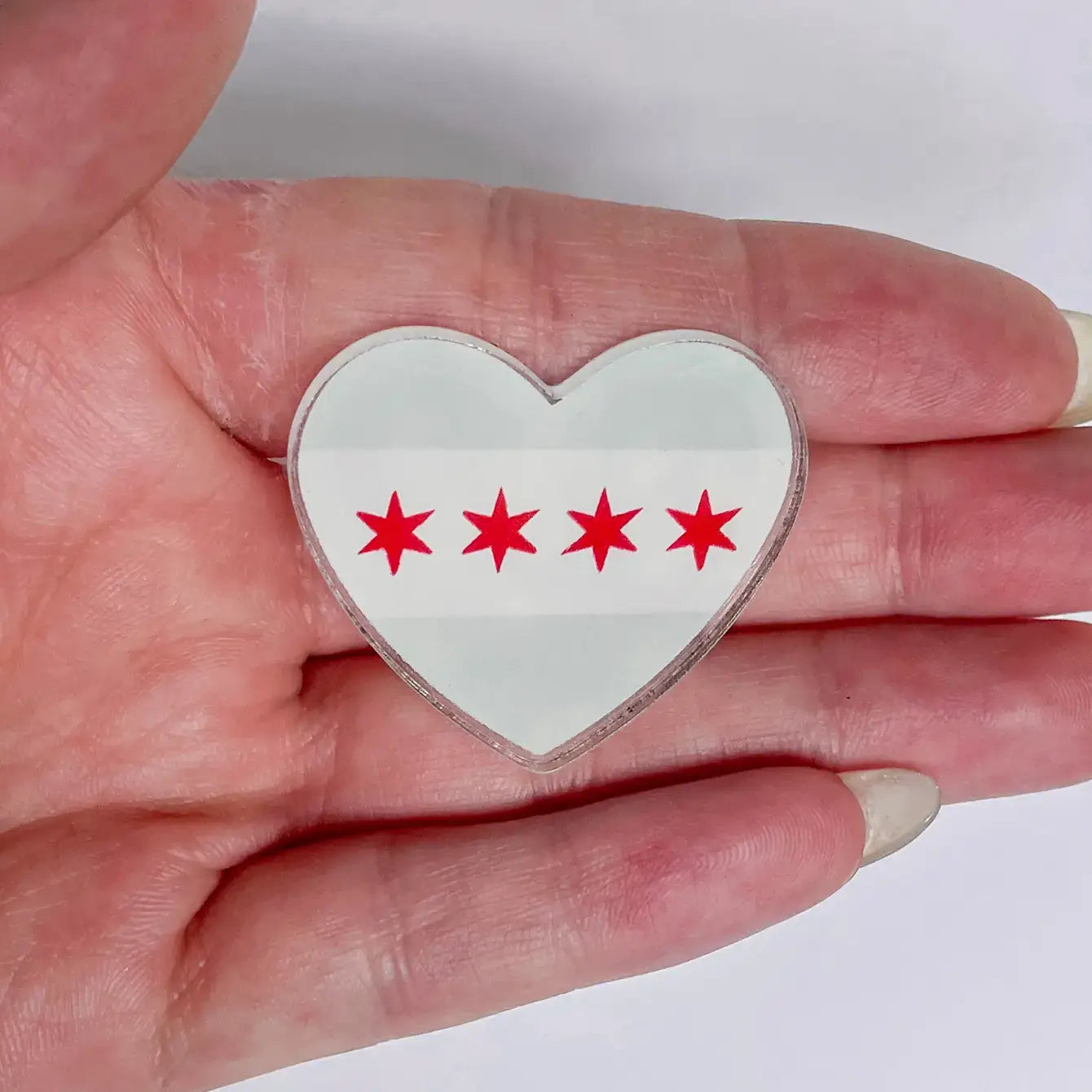 Chicago Flag Heart Acrylic Pin