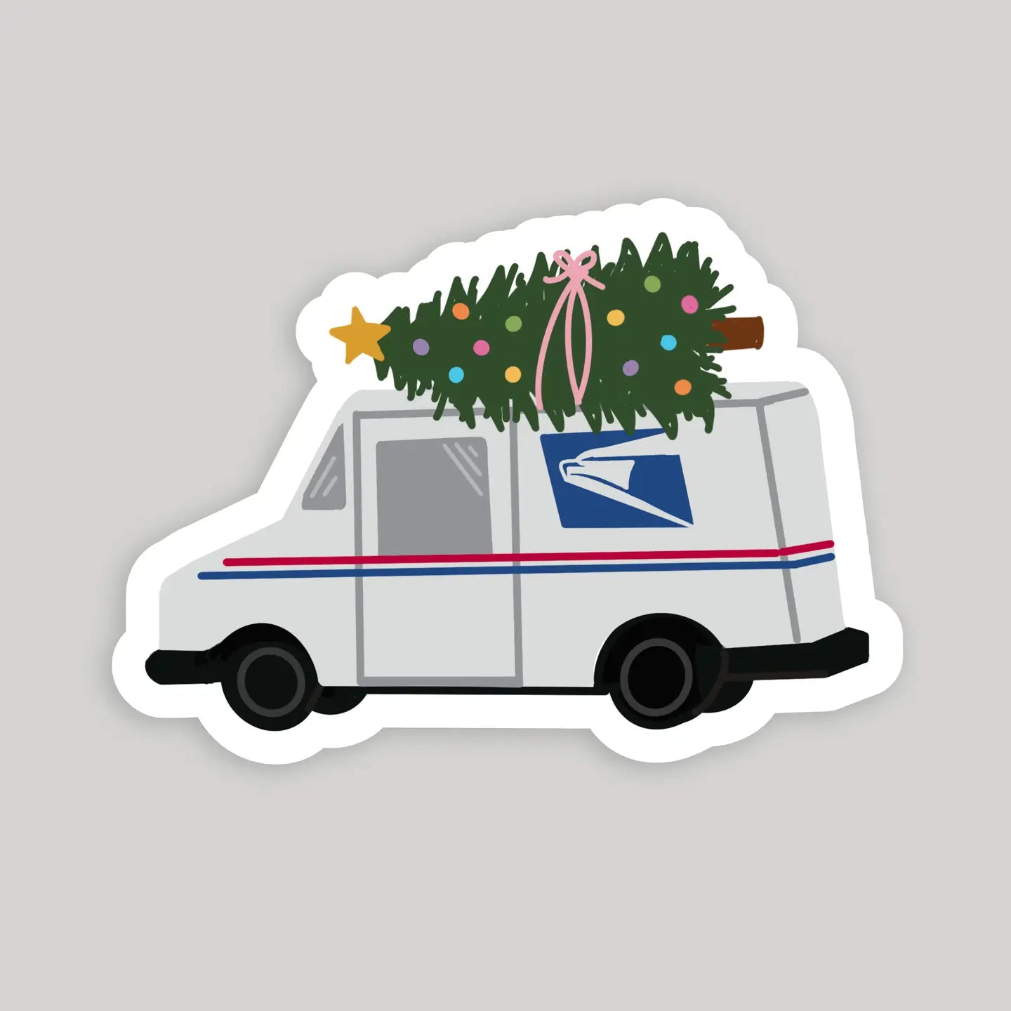 Christmas Mail Truck Sticker