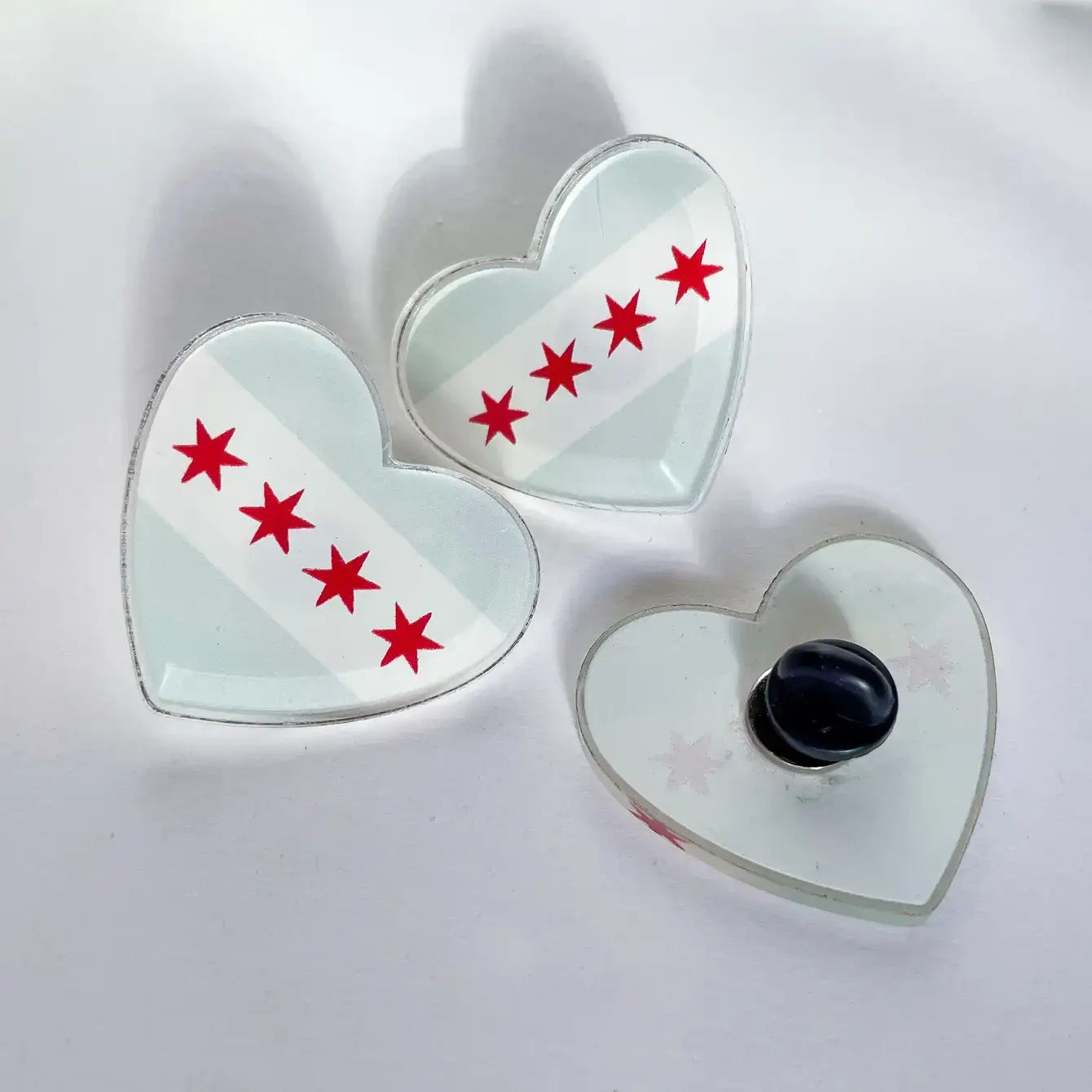 Chicago Flag Heart Acrylic Pin