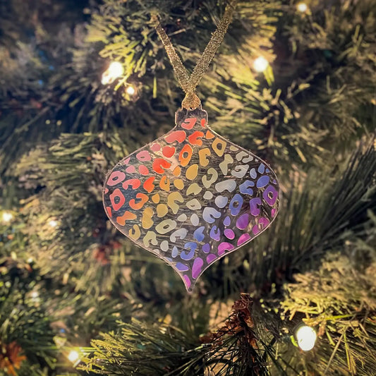 Rainbow Animal Print Acrylic Christmas Ornament