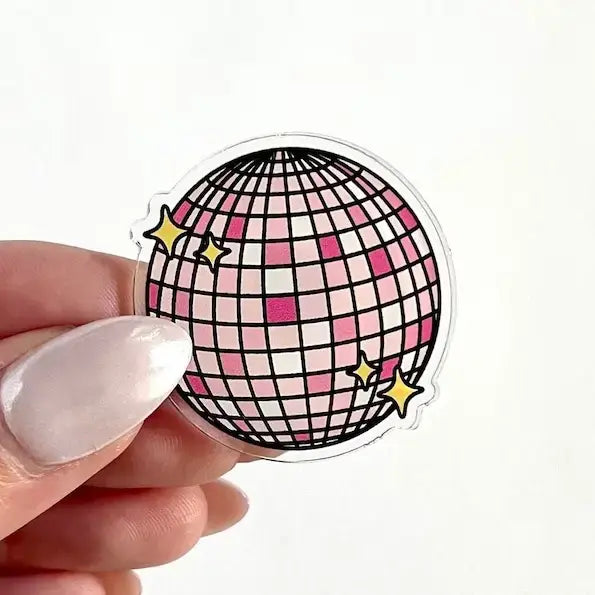 Pink Disco Ball Acrylic Pin